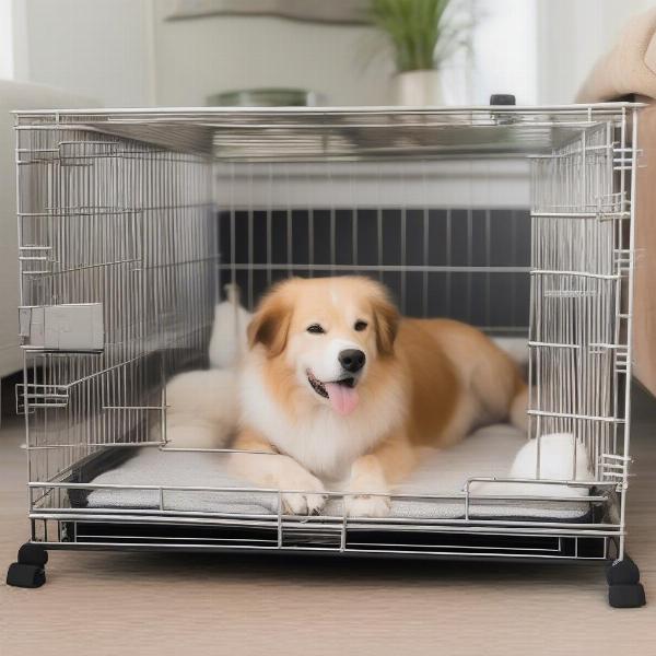 Dog crate with a soft bumper