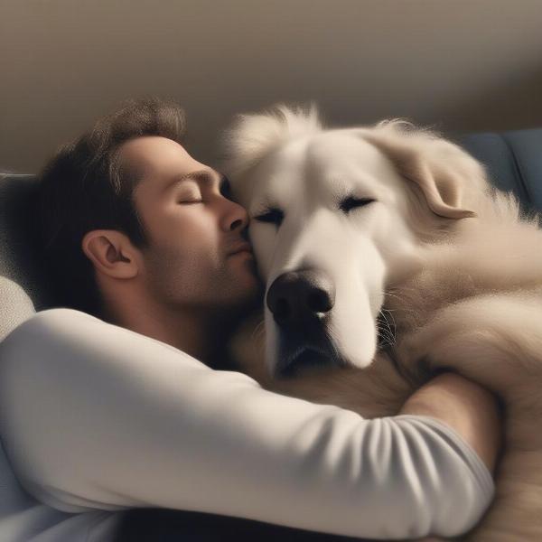 Dog Dad Cuddling with His Dog