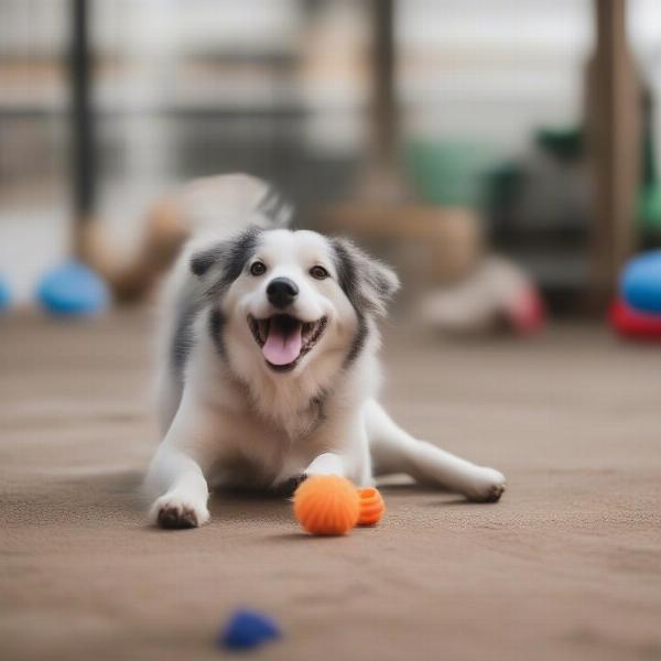 A happy dog enjoying their time at dog daycare in Chapel Hill