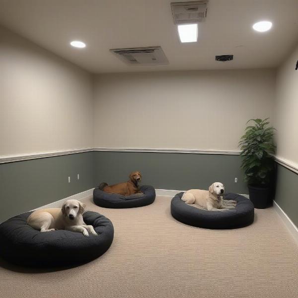 Dogs resting at daycare