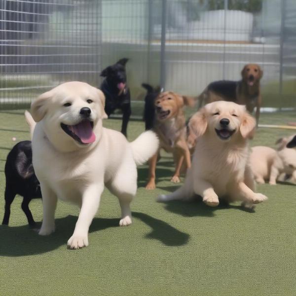 Dogs Playing Together in Daycare Groups