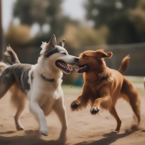 Happy Dogs Playing at Mountain View Dog Daycare