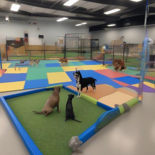 Dog daycare play area in Oak Park