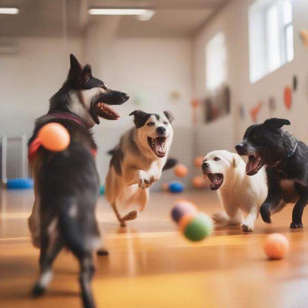 Dogs playing at daycare