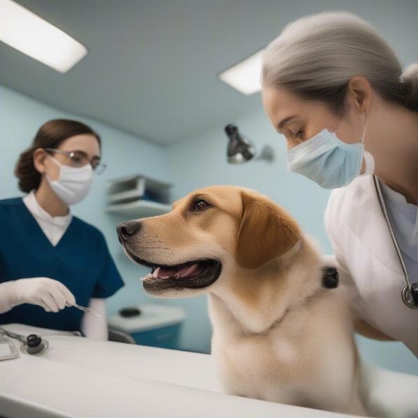 Dog getting a dental checkup