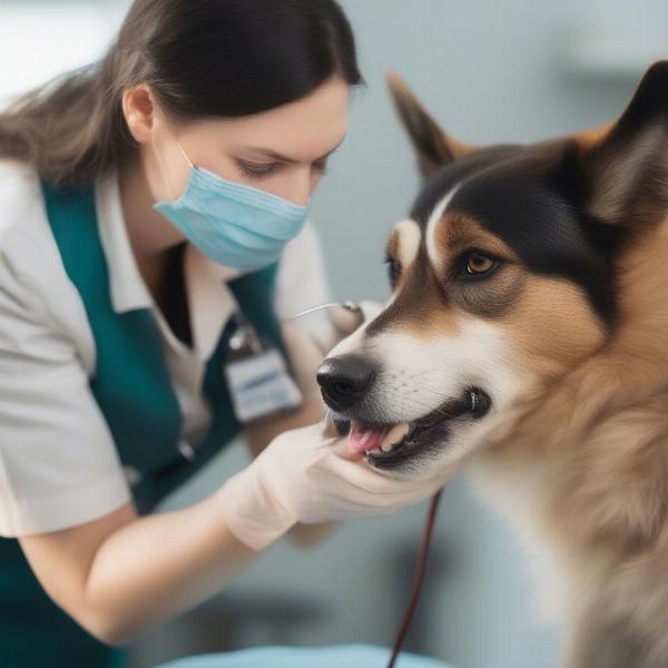 Dog Undergoing a Vet Checkup Before Dental Surgery