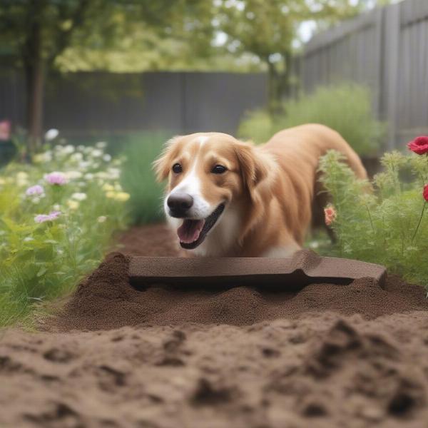 Dog digging in a designated digging area