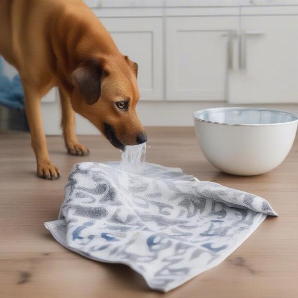 Dog dish towels keeping the kitchen clean