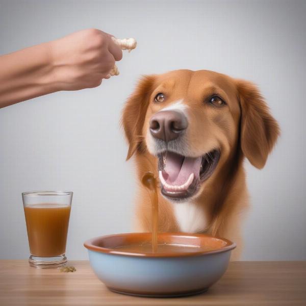 Dog Drinking Bone Broth