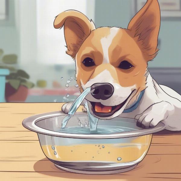 Dog drinking flavored water