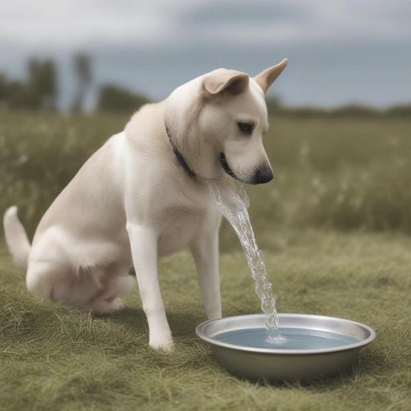 Dog drinking water from a bowl