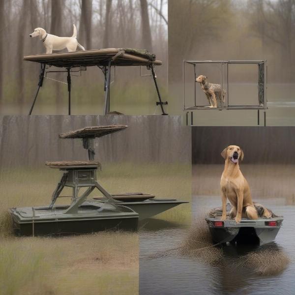 Different types of dog duck hunting stands