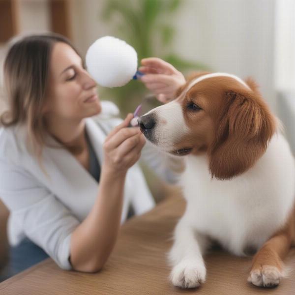 Cleaning a dog's ear to prevent infection