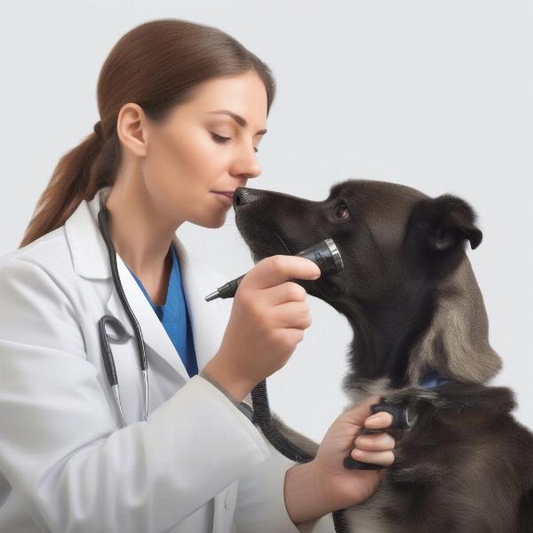 Dog Ear Examination with Otoscope