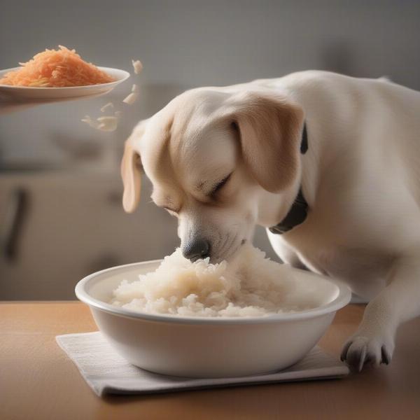 Dog Eating Bland Diet for Diarrhea