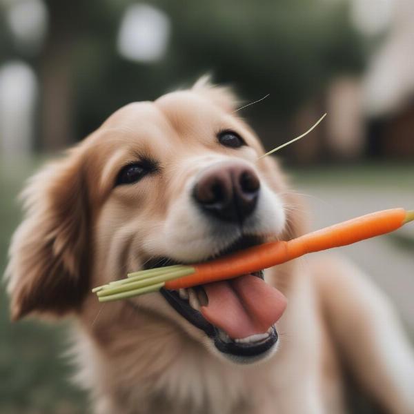 Dog Eating Carrot Stick