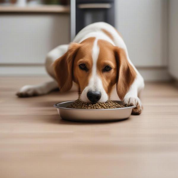 Dog Eating Food with Guar Gum