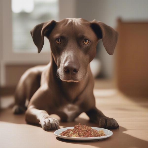 Dog Eating Food with Missing Link Supplement