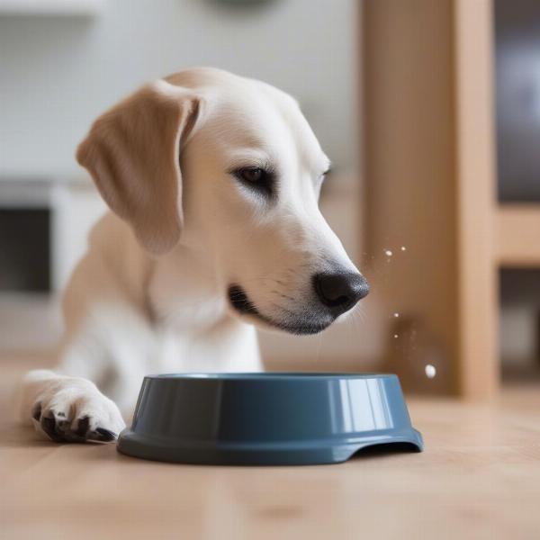 A Dog Enjoying a Meal from an Anti-Gulp Bowl