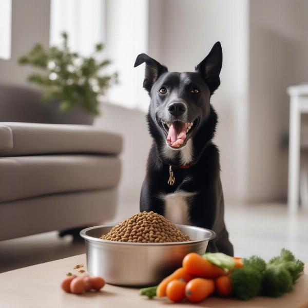 A Dog Enjoying a Healthy Meal