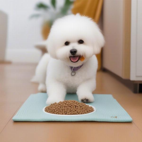 A dog enjoying a healthy meal