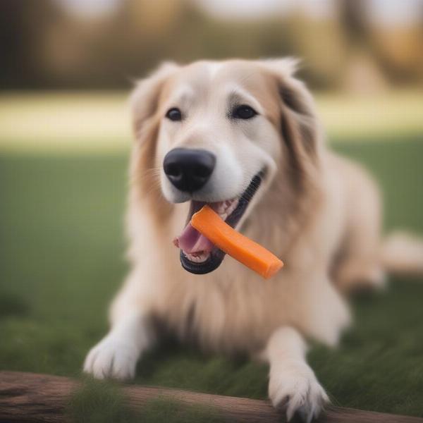 Dog eating a healthy treat