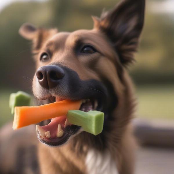 Dog enjoying healthy treats