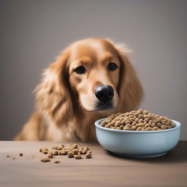 A dog eating food specifically formulated for IMHA