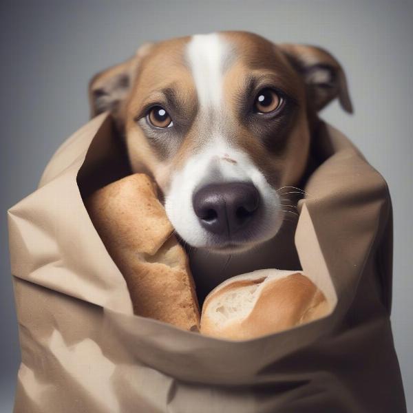 Dog Eating Loaf of Bread