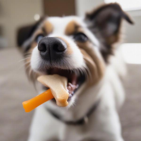 Dog Enjoying Milk-Bone Flavor Snack