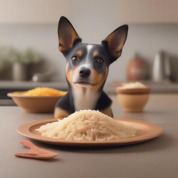 Dog Eating Pilau Rice with Chicken