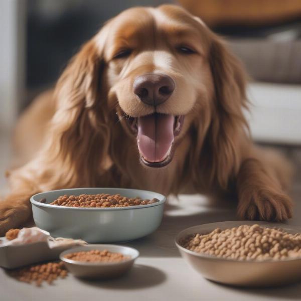 Dog Eating Protein-Rich Food