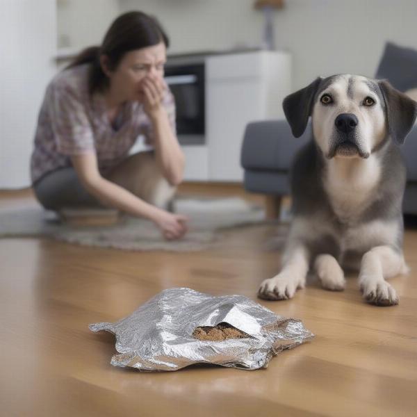 Dog Eating Tin Foil