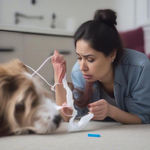 Dog Eating a Used Tampon