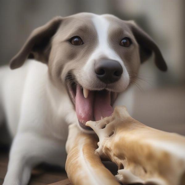 Dog Enjoying Bone Marrow