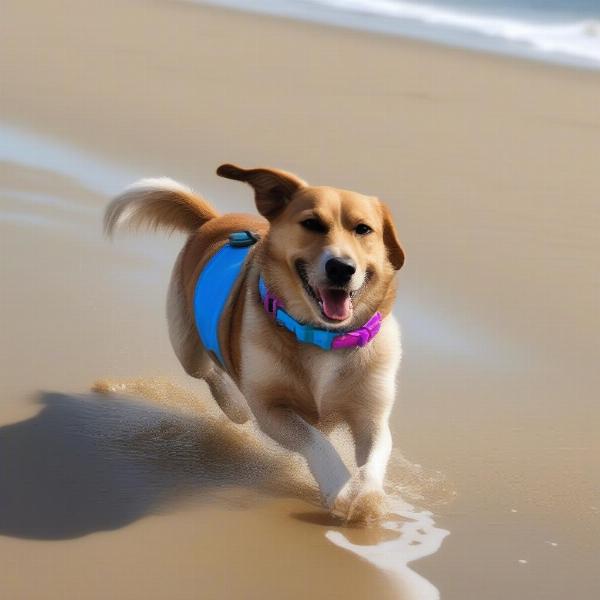 Dog Enjoying Calm Beach