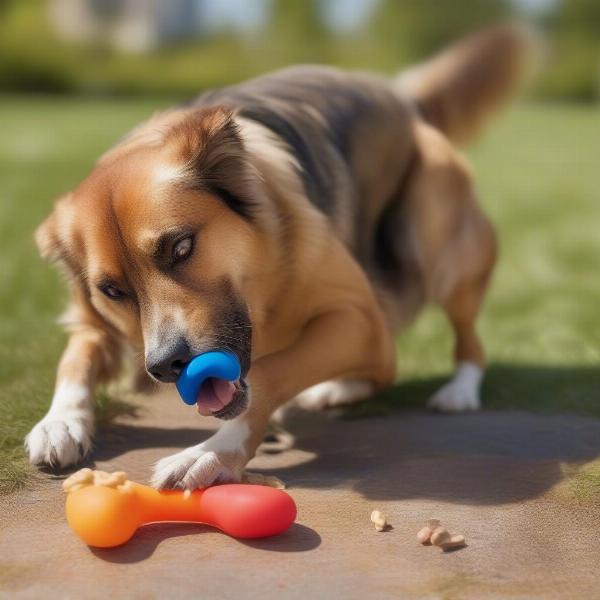 Dog Enjoying Frozen Kong