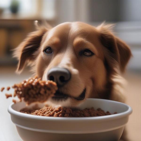 Dog Enjoying Gravy Granules