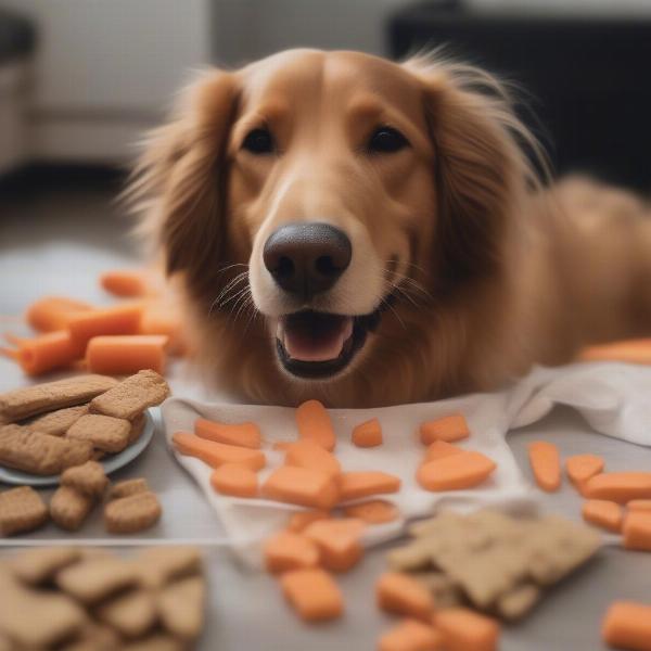 Dog enjoying healthy treats