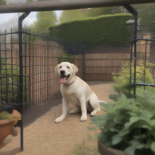 A dog enjoying the garden of a dog-friendly hotel in Hampshire