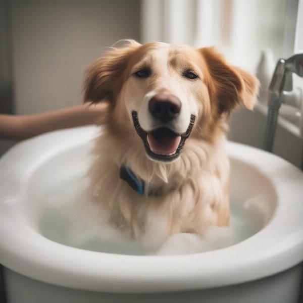 Dog enjoying hydrobath