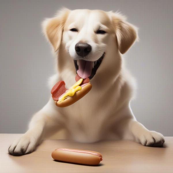 Dog Enjoying a Lower Sodium Hot Dog