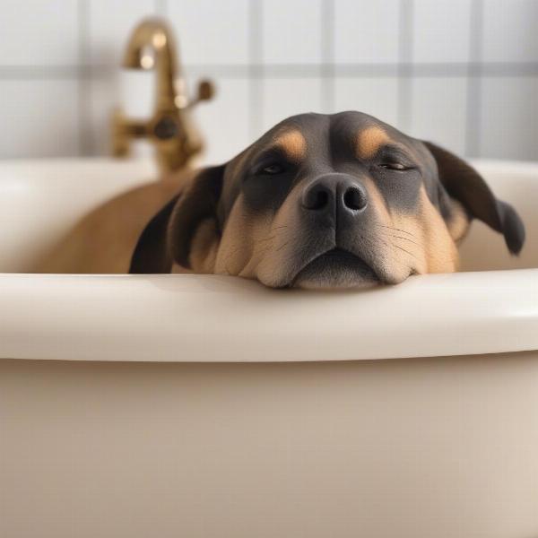 Dog Enjoying an Oatmeal Bath