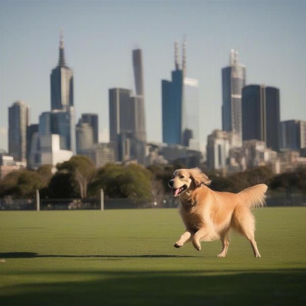 A happy dog enjoying a park in Melbourne