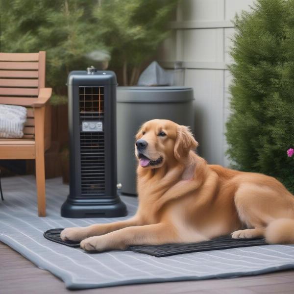 Dog Enjoying Patio Heater