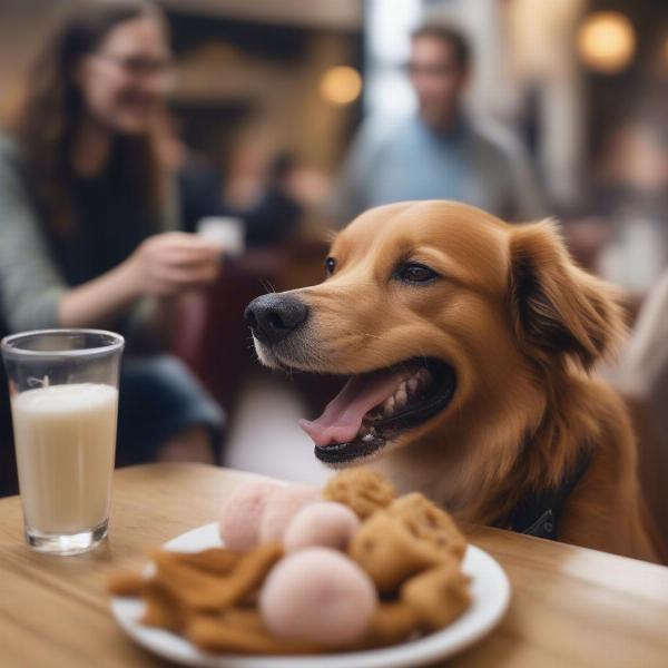 Dog enjoying a treat at an Edinburgh restaurant