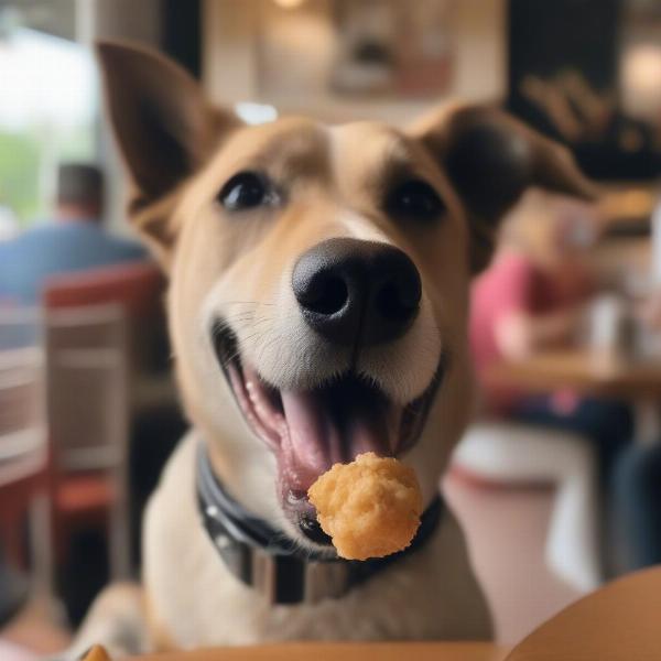 A dog enjoying a treat at a dog-friendly restaurant in Jupiter