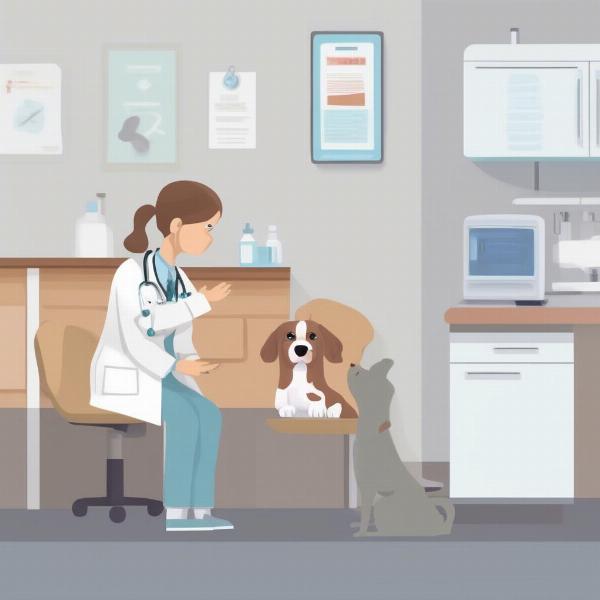 Dog experiencing diarrhea at vet clinic