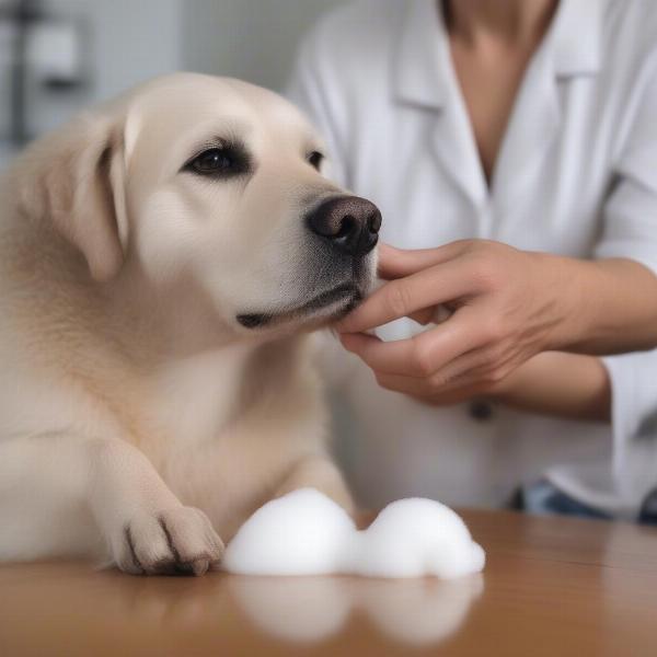 Cleaning a dog's eyes