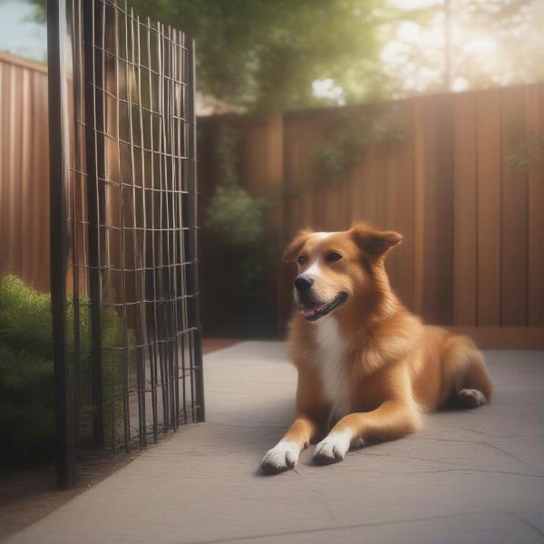 Dog enjoying privacy with fence screen